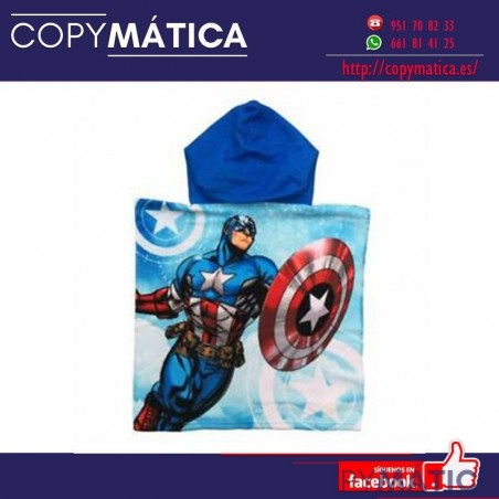 Poncho Toalla Capitan America Avengers Marvel Microfibra 60x120cm