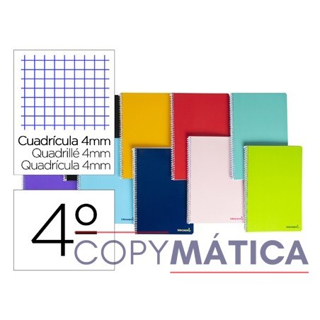 Cuaderno espiral cuarto tapa blanda 80h 60gr cuadro 4mm con margen