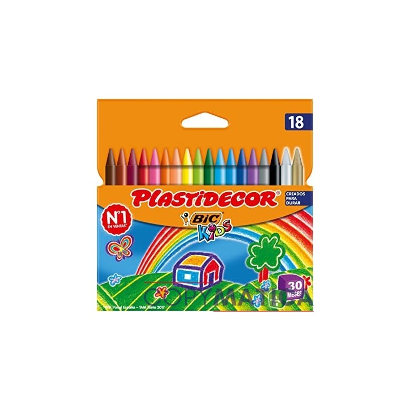 LAPICES CERA PLASTIDECOR CAJA DE 18 COLORES