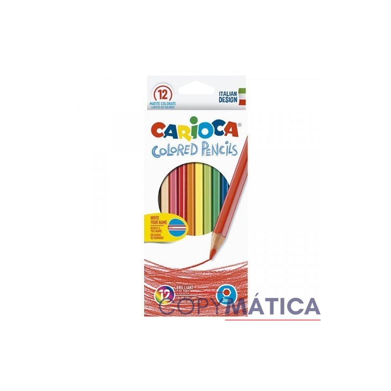 Lapices de colores Carioca de 12 colores.