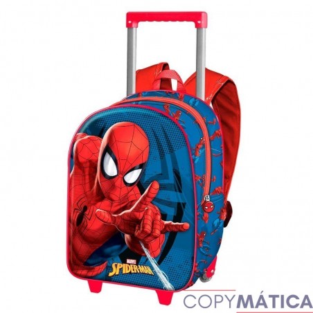 Mochila Con Carro 3D Spiderman Marvel 31x26x11cm