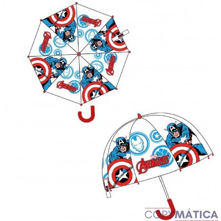 Paragua Automatico Transparente Capitán América Marvel 46cm.