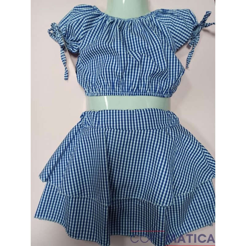 Conjuntos de ropa de verano para niñas pequeñas con lazo en las mangas  Talla 6 Color Azul