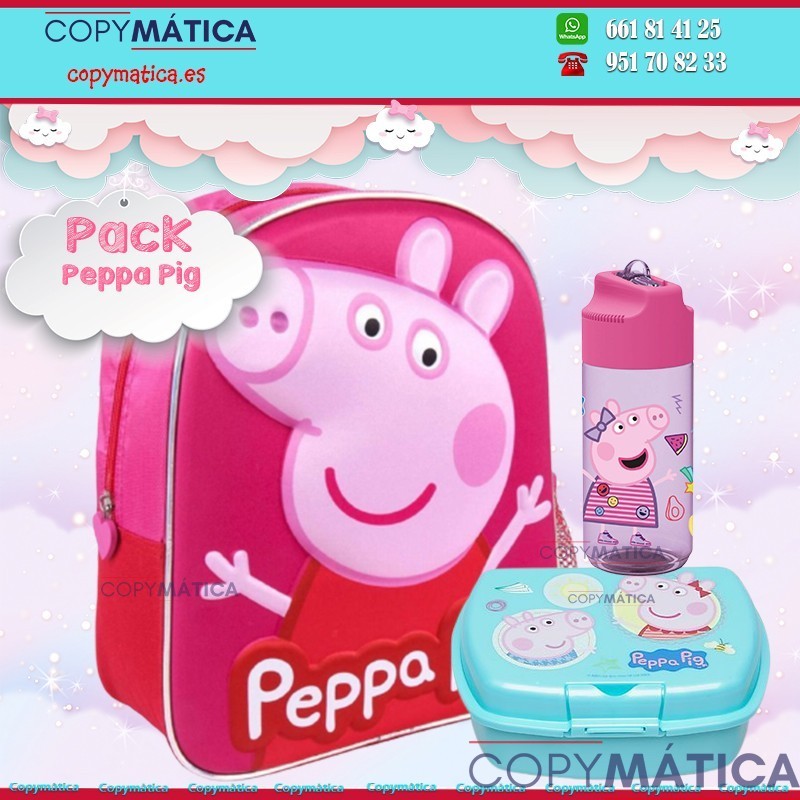 PACK PEPPA PIG MOCHILA + BOTELLA + SANDWICHERA