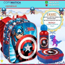Pack  Mochila + Botella+ Sandwichera Capitán América Vaya, ¡ Quélo tiene todo!