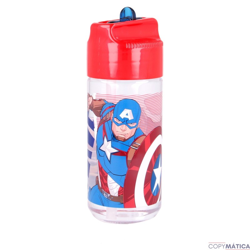 Botella Capitán América con pajita extraíble tritan 430 ml