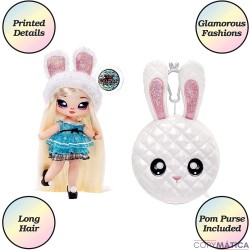 Na! Na! Na! Surprise  Serie Glam-Coleccionable-Muñeca rubia con vestido azul y orejas Bolso en forma de conejo-Alice Hops