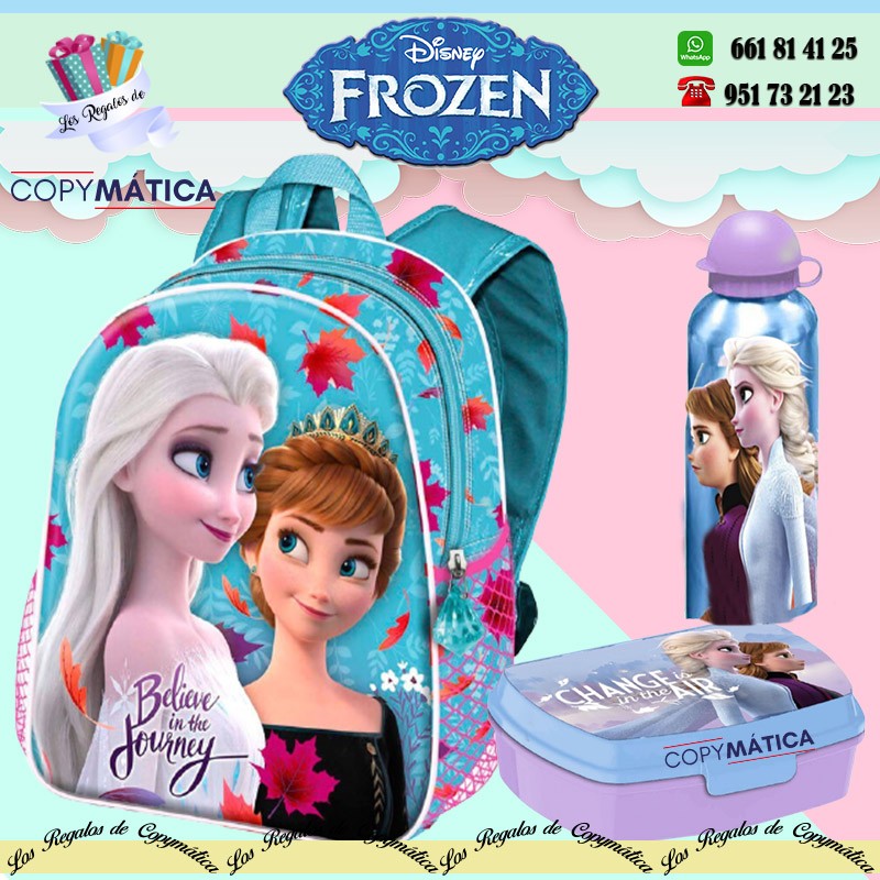 "Pack Frozen" Mochila + Botella de aluminio 500ml + Sandwichera