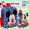 Pack de 3 Productos escolares Mochila Mickey Mouse + Botella Aluminio 400  ML. + Sandwichera.