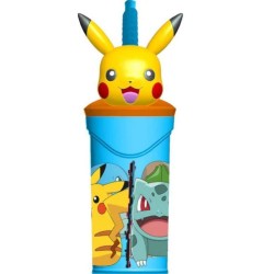 Vaso Pokemon con Pajita y Tapa con figurita 3D 360ml