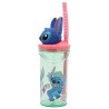 vaso con caña Figura 3D diseño Stitch, producto de plástico libre de BPA, licencia oficial
