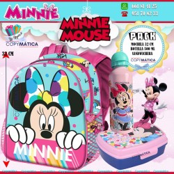Pack Minnie Mouse Mochila + Botella + Sandwichera
