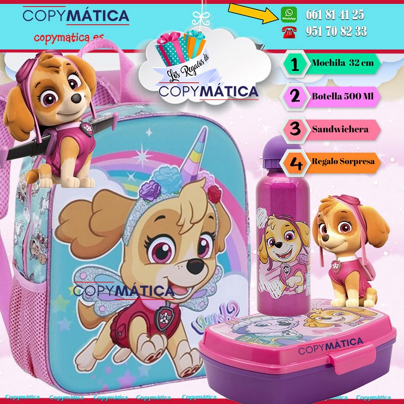 Pack La Patrulla Canina Mochila, Botella y Sandwichera