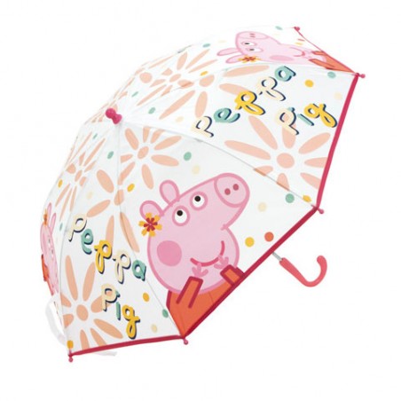 Paraguas Burbuja Transparente Peppa Pig Manual 45cm. HOY TE VAN A LLOVER SONRISAS